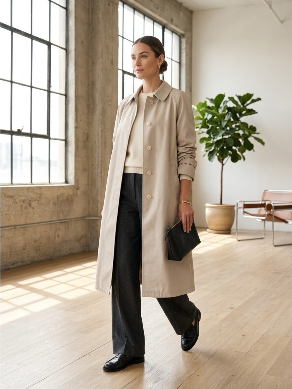 Vintage 80s London Fog Khaki Calibre Cloth Classic Trench Coat - Large / XL